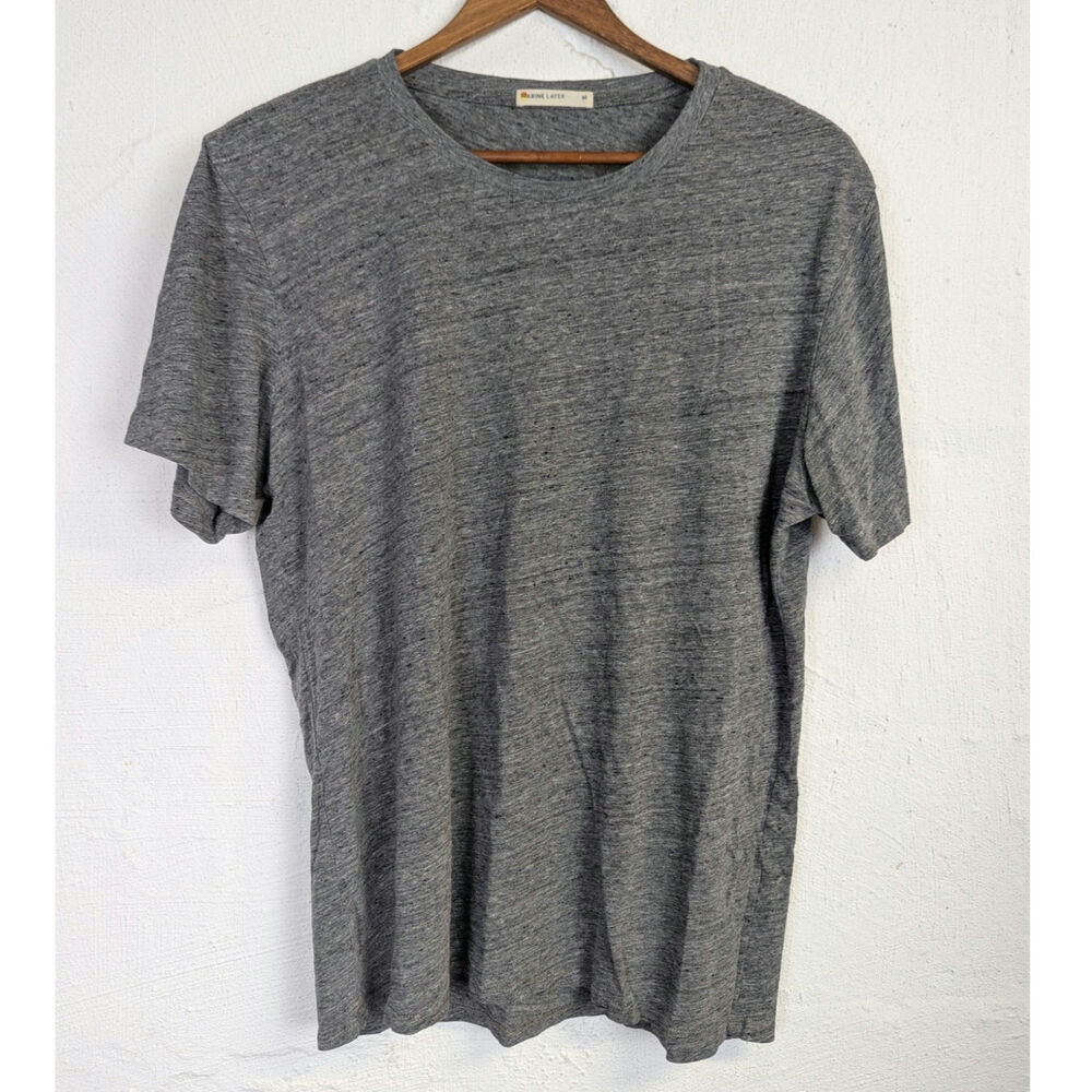 Marine Layer Signature Crew Tee Shirt Mens Medium Grey Heather Lightweight